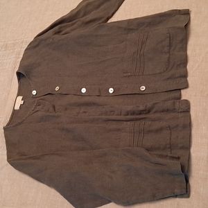 J. Jill dark sage linen button down overshirt